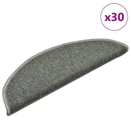 vidaXL Trappmattor 30 st 56x17x3 cm mörkgröna halvrunda