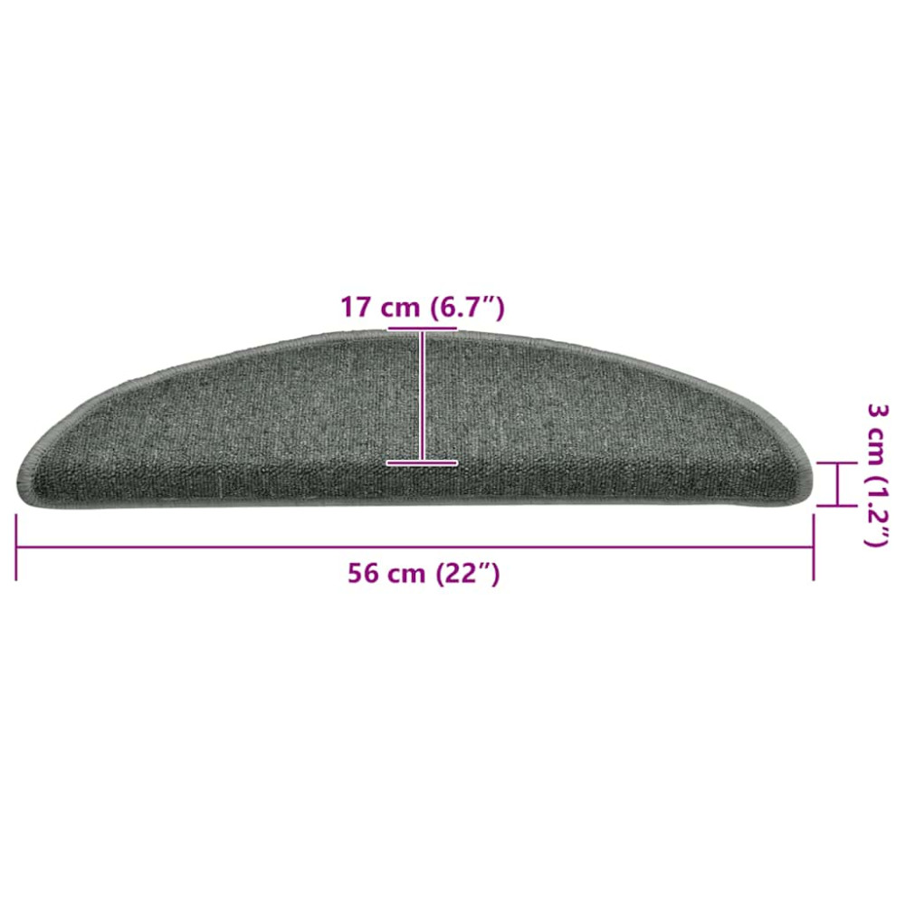 Produktbild för Trappmattor 30 st 56x17x3 cm mörkgröna halvrunda