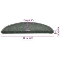 Produktbild för Trappmattor 30 st 56x17x3 cm mörkgröna halvrunda