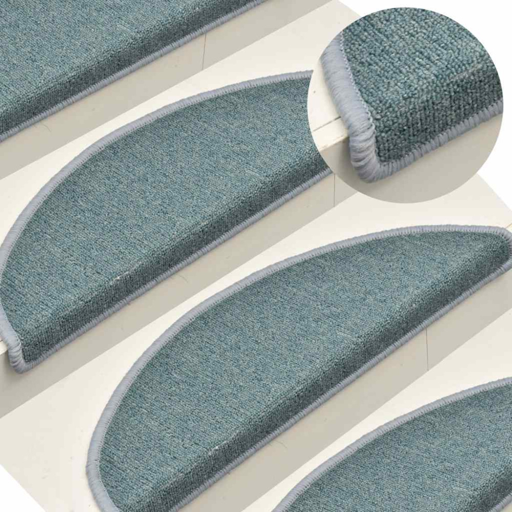 Produktbild för Trappmattor 30 st 56x17x3 cm havsblå halvrunda