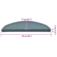 Produktbild för Trappmattor 30 st 56x17x3 cm havsblå halvrunda