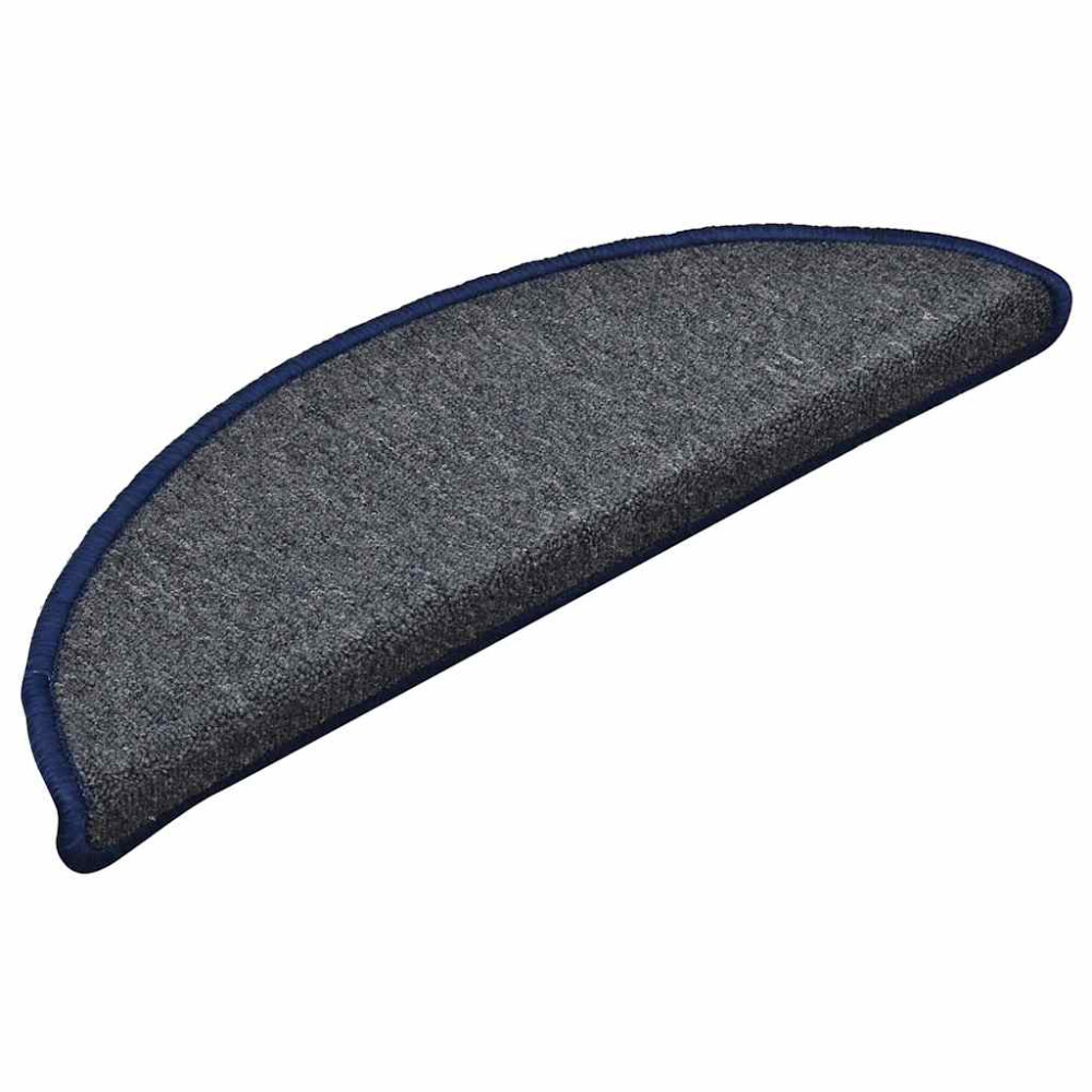 Produktbild för Trappmattor 30 st 56x17x3 cm mörkgrå och blå halvrunda