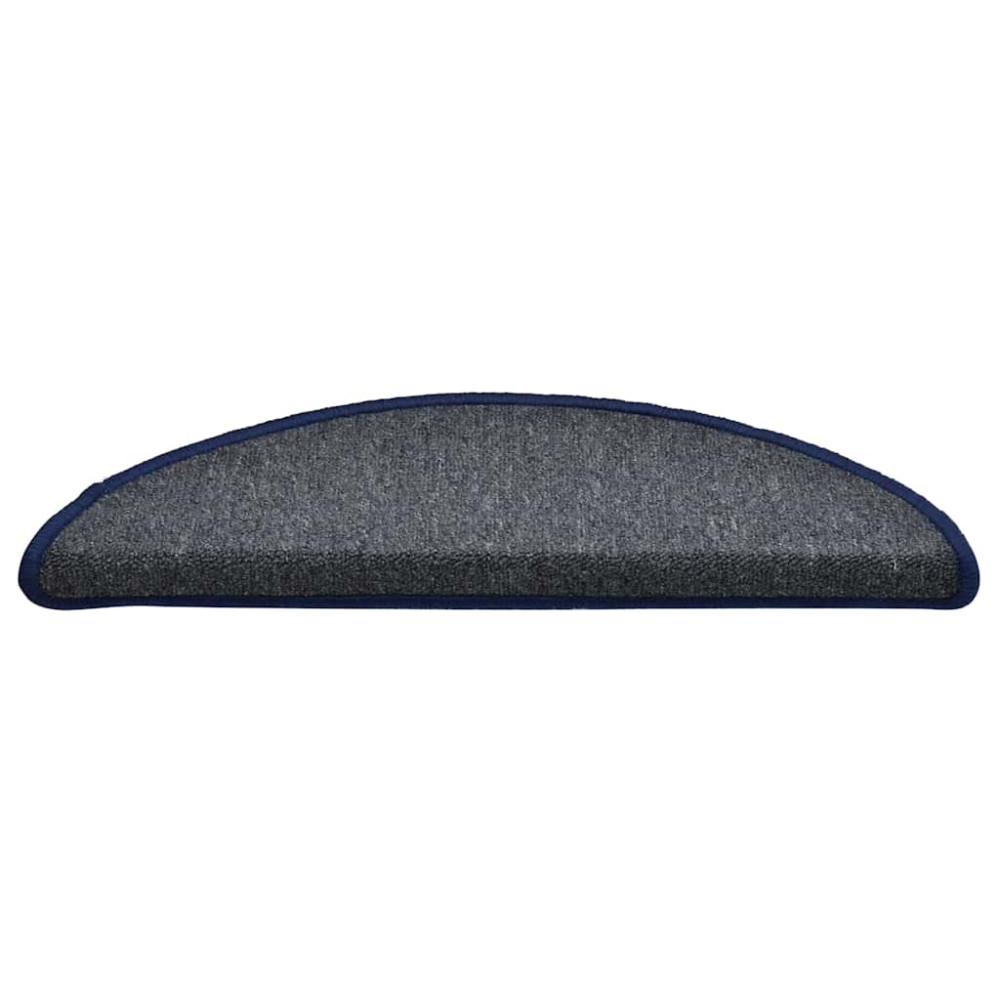 Produktbild för Trappmattor 30 st 56x17x3 cm mörkgrå och blå halvrunda