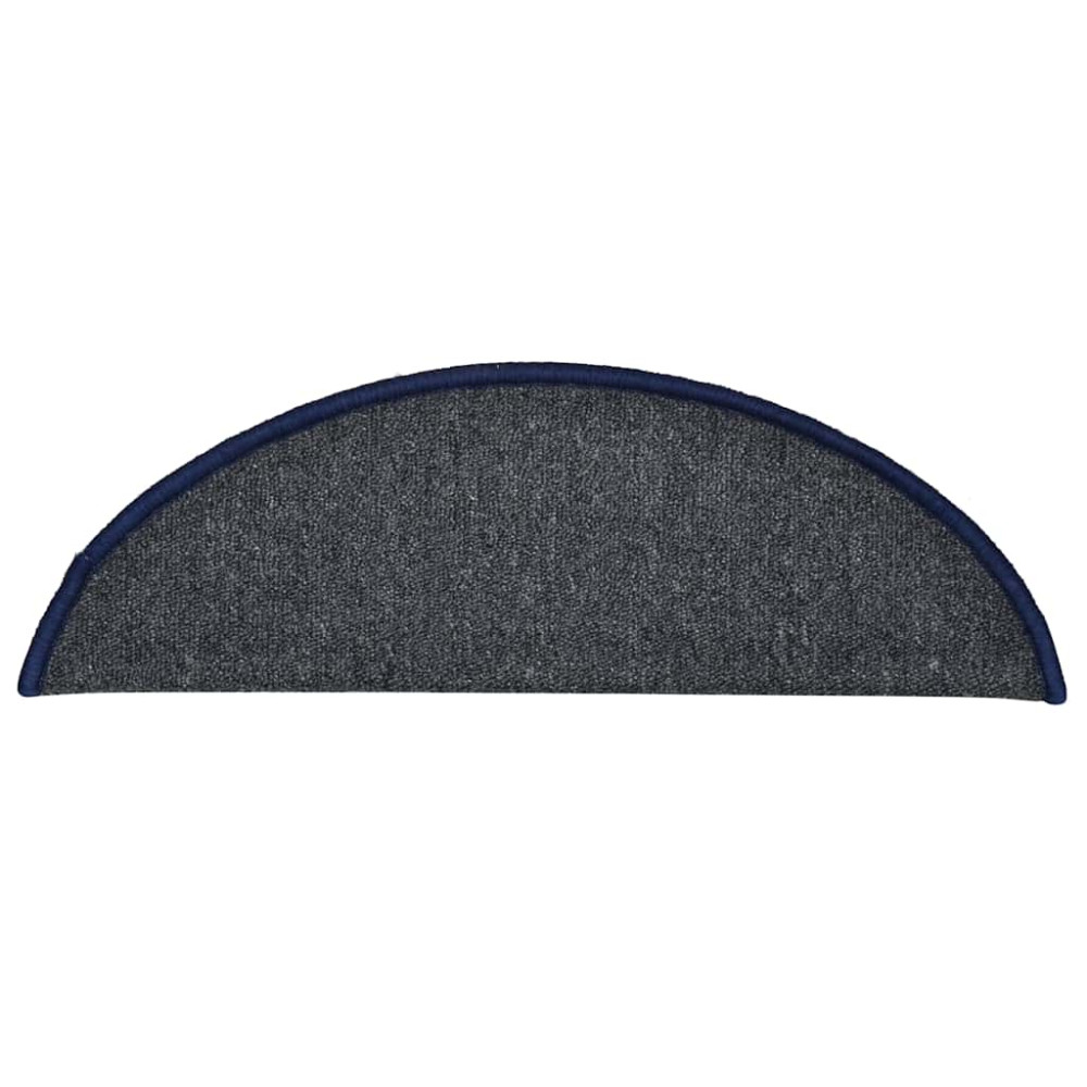 Produktbild för Trappmattor 30 st 56x17x3 cm mörkgrå och blå halvrunda