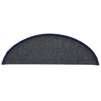 Produktbild för Trappmattor 30 st 56x17x3 cm mörkgrå och blå halvrunda