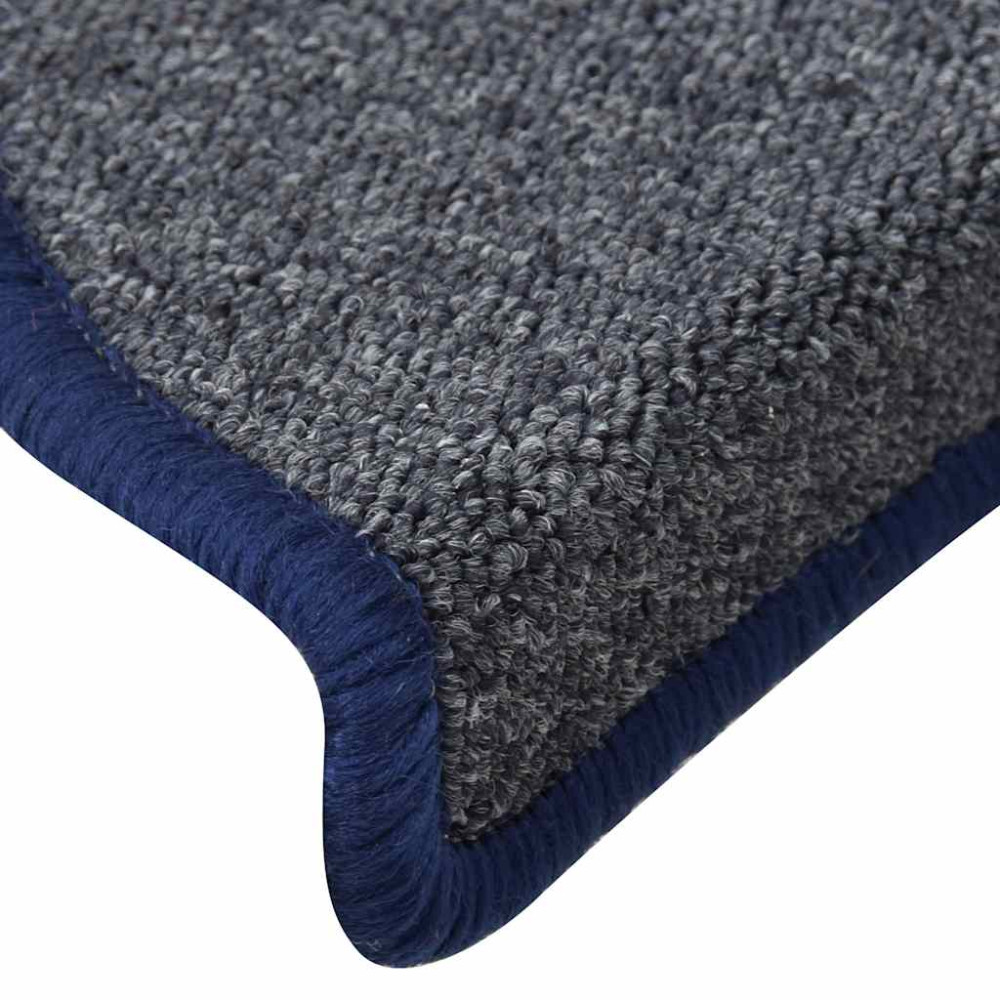 Produktbild för Trappmattor 30 st 56x17x3 cm mörkgrå och blå halvrunda
