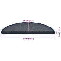 Produktbild för Trappmattor 30 st 56x17x3 cm mörkgrå och blå halvrunda