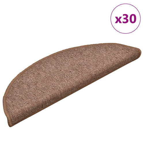 vidaXL Trappmattor 30 st 56x17x3 cm bruna halvrunda