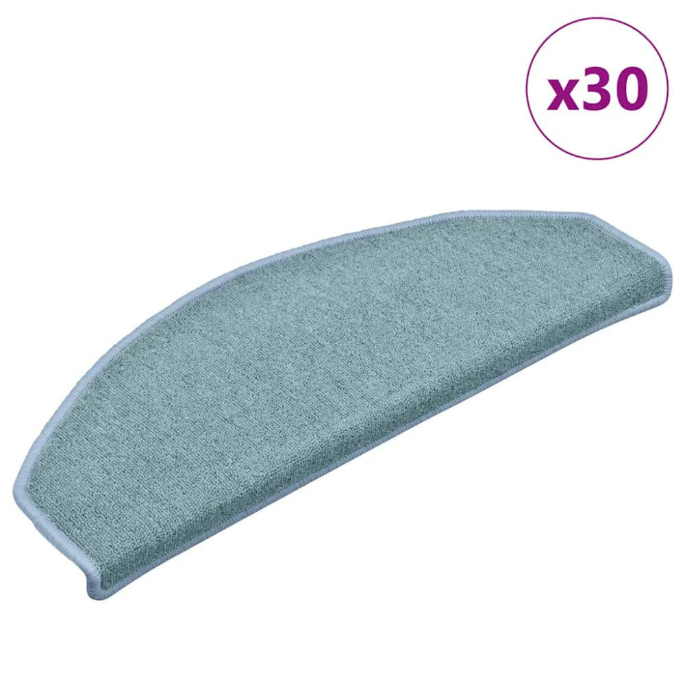 Produktbild för Trappmattor 30 st 65x24x4 cm havsblå halvrunda stora
