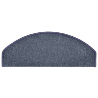 Produktbild för Trappmattor 30 st 65x24x4 cm mörkgrå och blå halvrunda stora