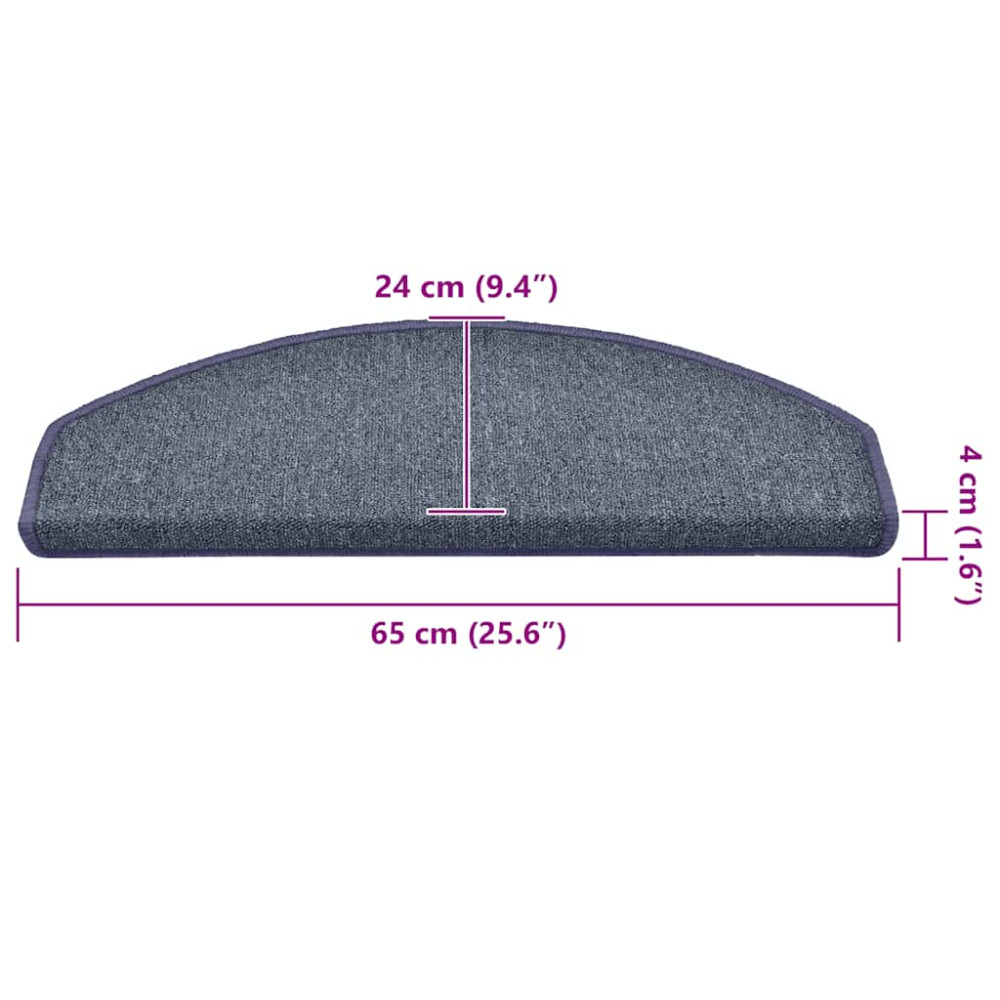 Produktbild för Trappmattor 30 st 65x24x4 cm mörkgrå och blå halvrunda stora