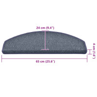 Produktbild för Trappmattor 30 st 65x24x4 cm mörkgrå och blå halvrunda stora