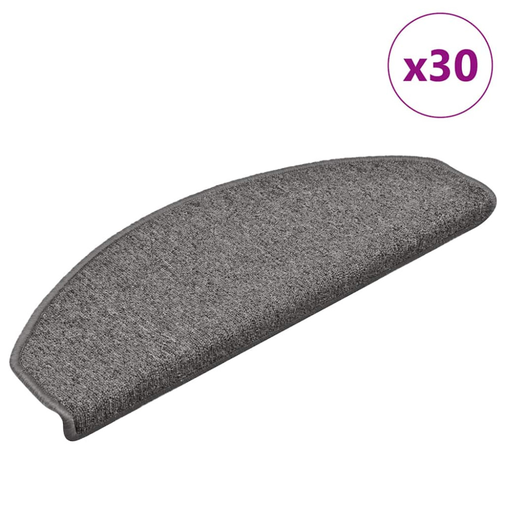 Produktbild för Trappmattor 30 st 65x24x4 cm mörkgrå halvrunda stora
