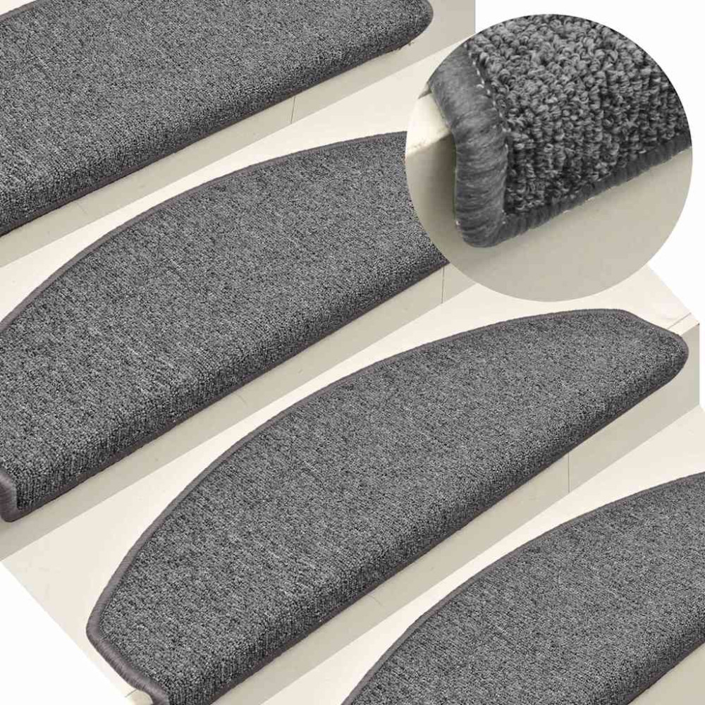 Produktbild för Trappmattor 30 st 65x24x4 cm mörkgrå halvrunda stora