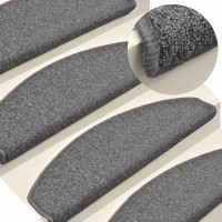 Produktbild för Trappmattor 30 st 65x24x4 cm mörkgrå halvrunda stora