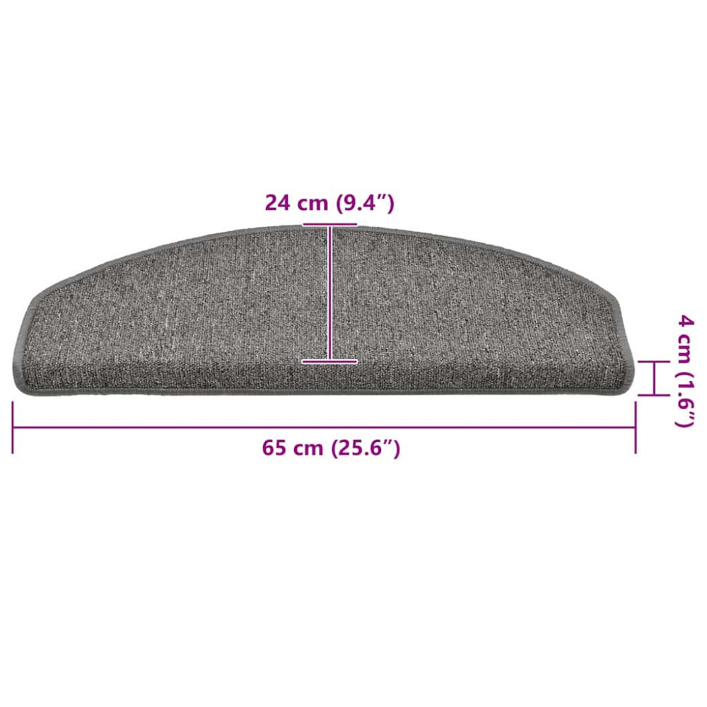 Produktbild för Trappmattor 30 st 65x24x4 cm mörkgrå halvrunda stora