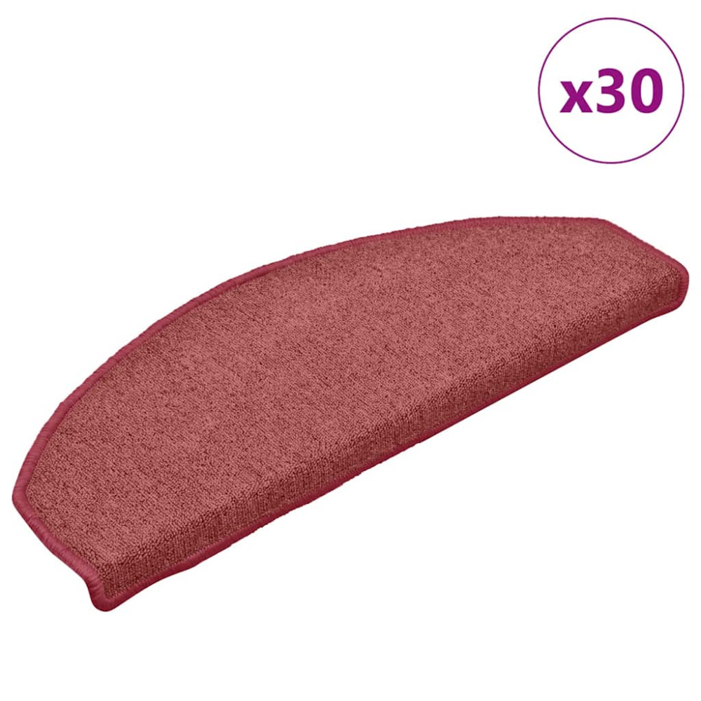 Produktbild för Trappmattor 30 st 65x24x4 cm bordeaux halvrunda stora