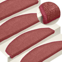 Produktbild för Trappmattor 30 st 65x24x4 cm bordeaux halvrunda stora
