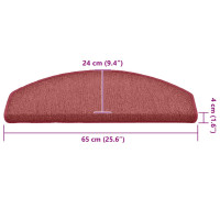 Produktbild för Trappmattor 30 st 65x24x4 cm bordeaux halvrunda stora