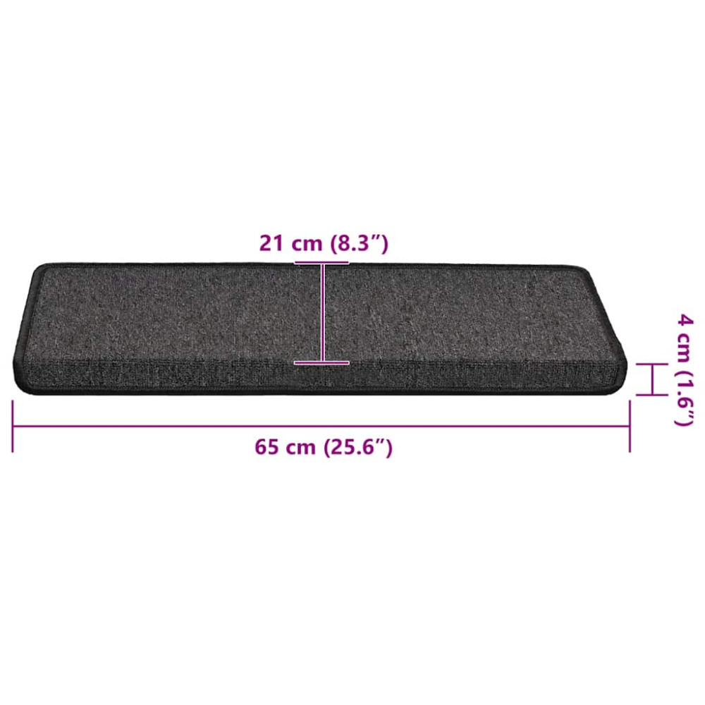 Produktbild för Trappmattor 30 st 65x21x4 cm antracit rektangulär kant
