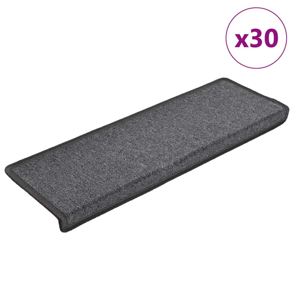 Produktbild för Trappmattor 30 st 65x21x4 cm mörkgrå rektangulär kant