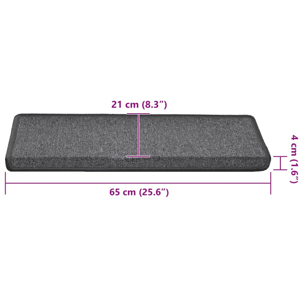 Produktbild för Trappmattor 30 st 65x21x4 cm mörkgrå rektangulär kant