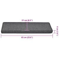 Produktbild för Trappmattor 30 st 65x21x4 cm mörkgrå rektangulär kant