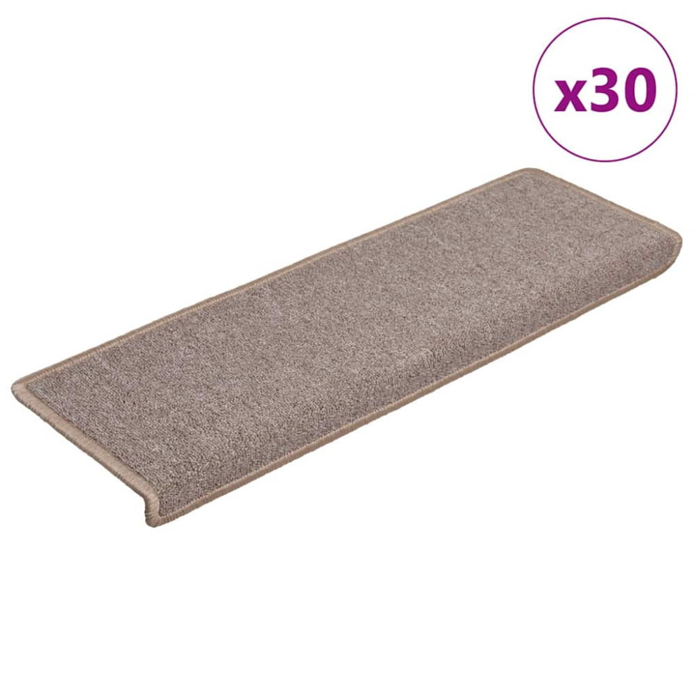 Produktbild för Trappmattor 30 st 65x21x4 cm ljusbruna rektangulära kanter