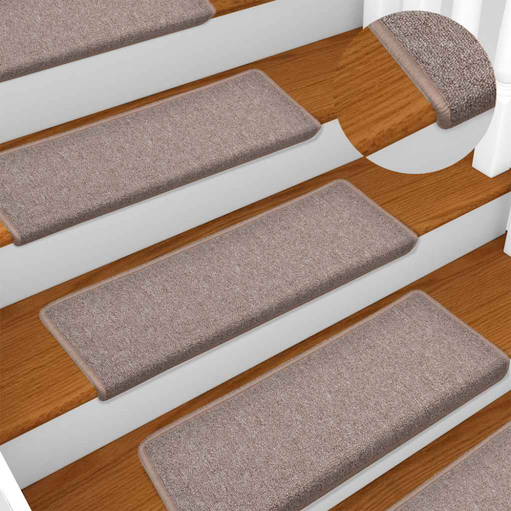 Produktbild för Trappmattor 30 st 65x21x4 cm ljusbruna rektangulära kanter