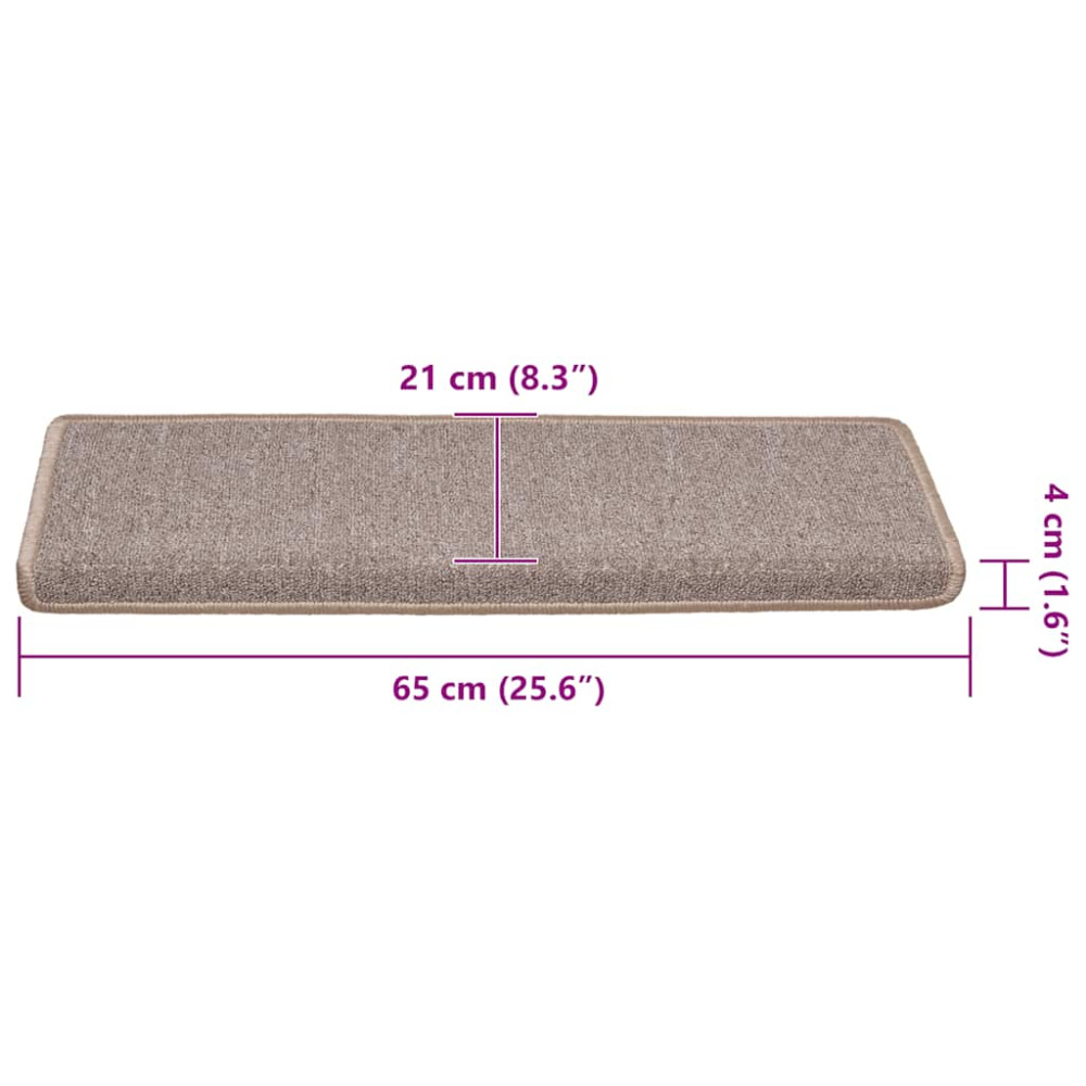 Produktbild för Trappmattor 30 st 65x21x4 cm ljusbruna rektangulära kanter