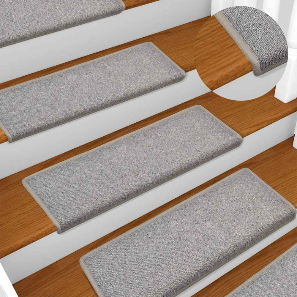 Produktbild för Trappmattor 30 st 65x21x4 cm ljusgrå rektangulär kant