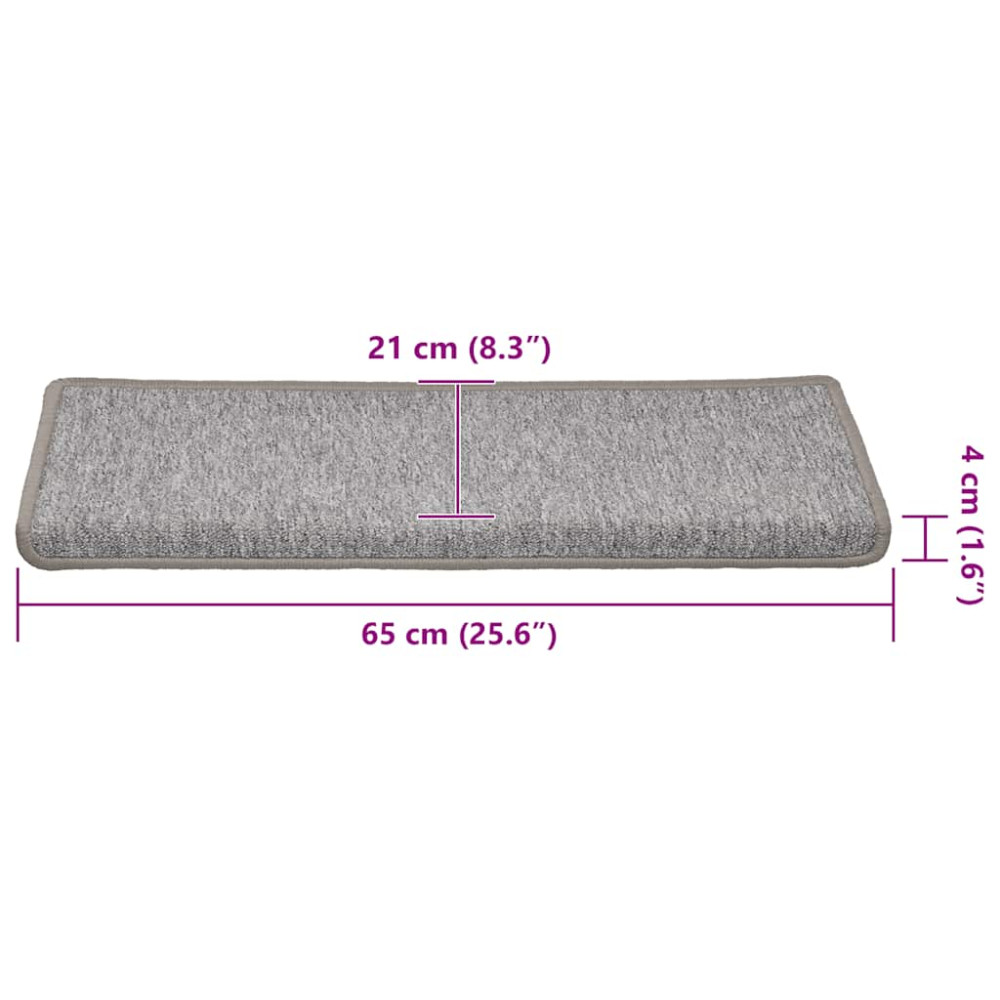 Produktbild för Trappmattor 30 st 65x21x4 cm ljusgrå rektangulär kant