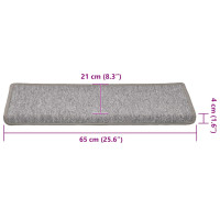Produktbild för Trappmattor 30 st 65x21x4 cm ljusgrå rektangulär kant
