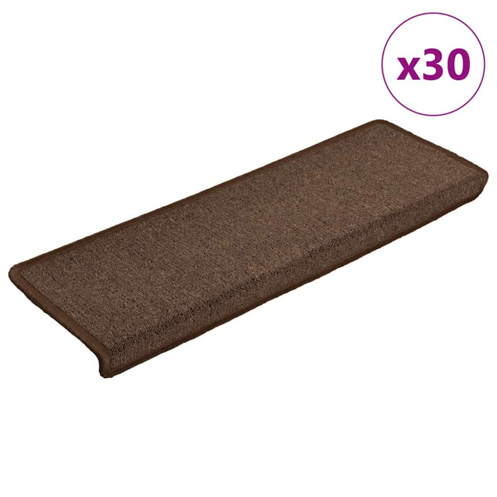 Produktbild för Trappmattor 30 st 65x21x4 cm kaffebruna rektangulära kanter