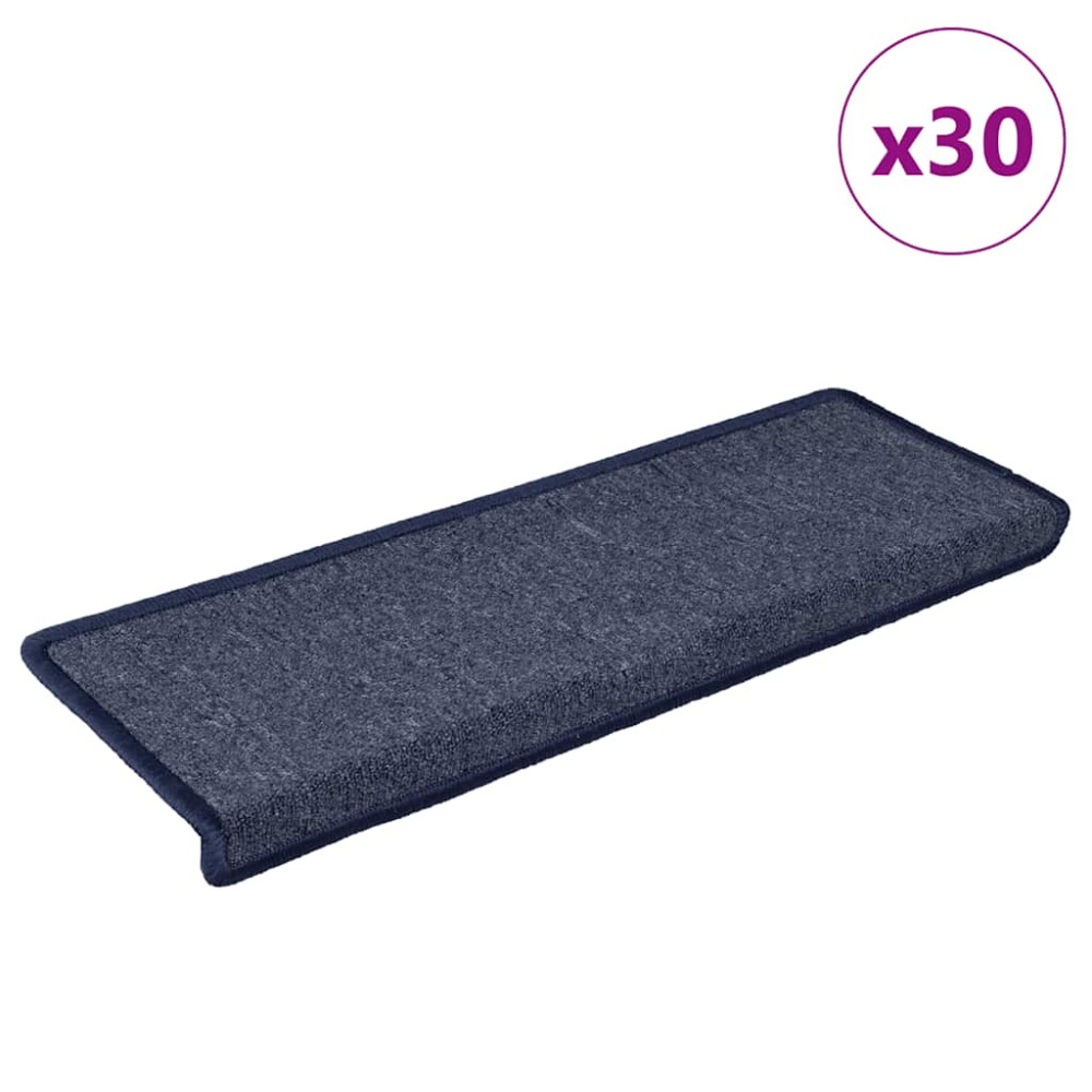 Produktbild för Trappmattor 30 st 65x21x4 cm mörkgrå och blå rektangulär kant