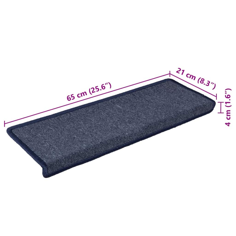 Produktbild för Trappmattor 30 st 65x21x4 cm mörkgrå och blå rektangulär kant