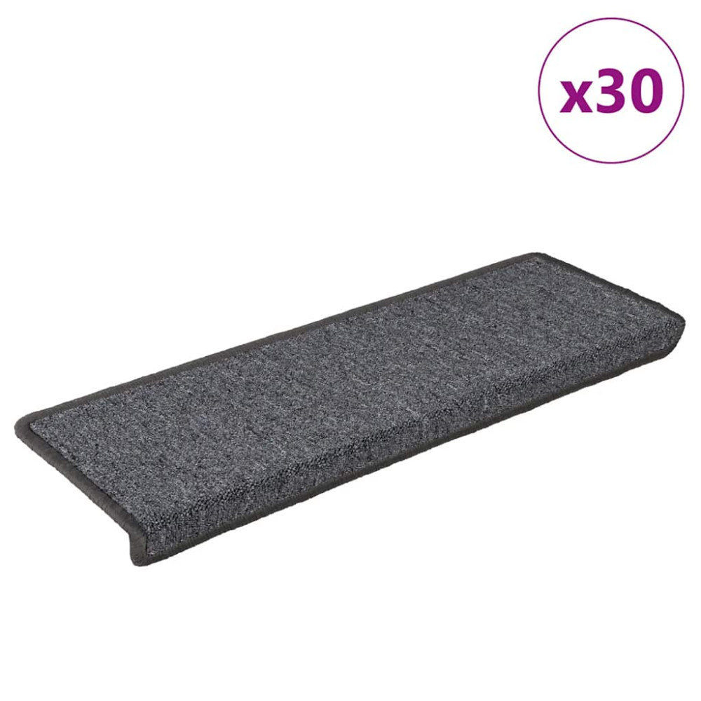 Produktbild för Trappmattor 30 st 65x21x4 cm mörkgrå rektangulär kant