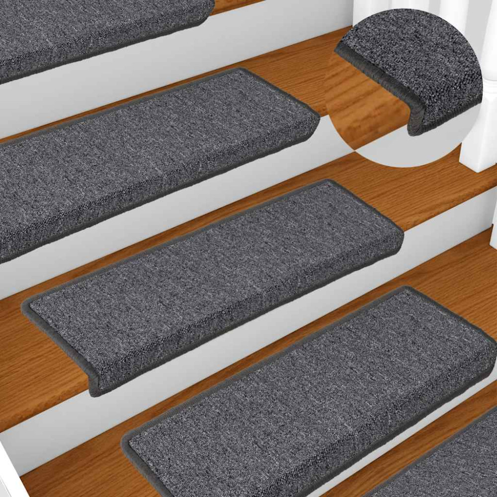 Produktbild för Trappmattor 30 st 65x21x4 cm mörkgrå rektangulär kant