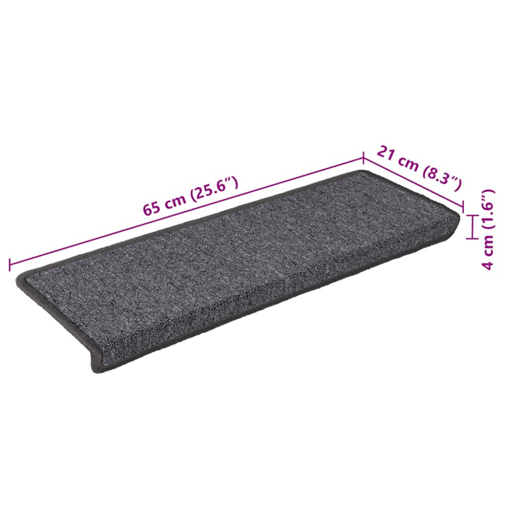 Produktbild för Trappmattor 30 st 65x21x4 cm mörkgrå rektangulär kant