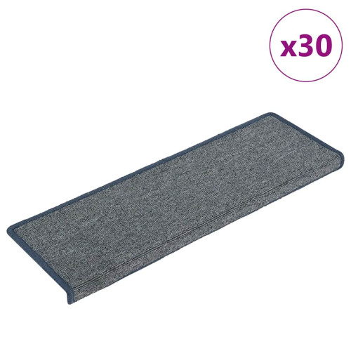 vidaXL Trappmattor 30 st 65x21x4 cm ljusgrå och blå rektangulär kant