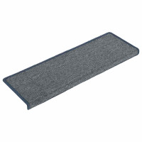 Produktbild för Trappmattor 30 st 65x21x4 cm ljusgrå och blå rektangulär kant