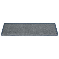 Produktbild för Trappmattor 30 st 65x21x4 cm ljusgrå och blå rektangulär kant