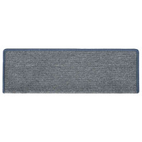 Produktbild för Trappmattor 30 st 65x21x4 cm ljusgrå och blå rektangulär kant