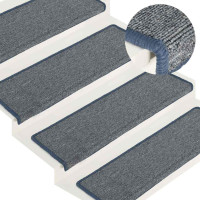 Produktbild för Trappmattor 30 st 65x21x4 cm ljusgrå och blå rektangulär kant
