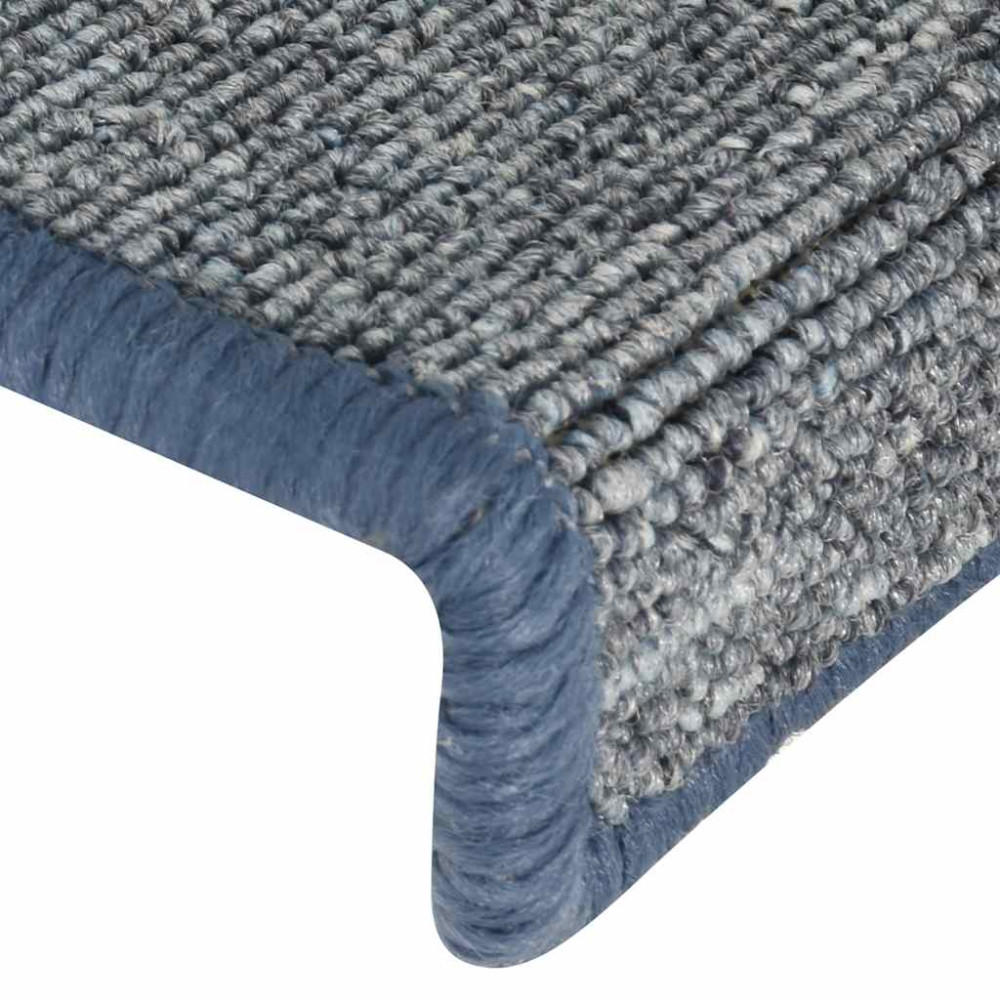 Produktbild för Trappmattor 30 st 65x21x4 cm ljusgrå och blå rektangulär kant
