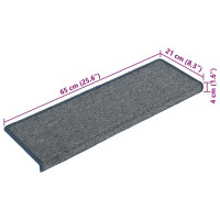 Produktbild för Trappmattor 30 st 65x21x4 cm ljusgrå och blå rektangulär kant