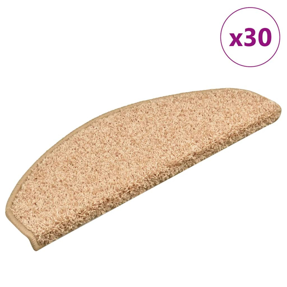 Produktbild för Trappmattor 30 st 65x21x4 cm guld halvrunda stora