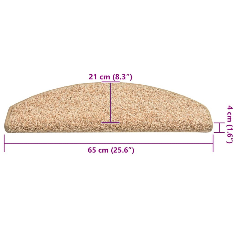 Produktbild för Trappmattor 30 st 65x21x4 cm guld halvrunda stora