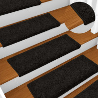 Produktbild för Trappmattor 30 st 65x21x4 cm svarta rektangulära kanter