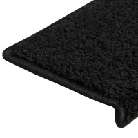 Produktbild för Trappmattor 30 st 65x21x4 cm svarta rektangulära kanter